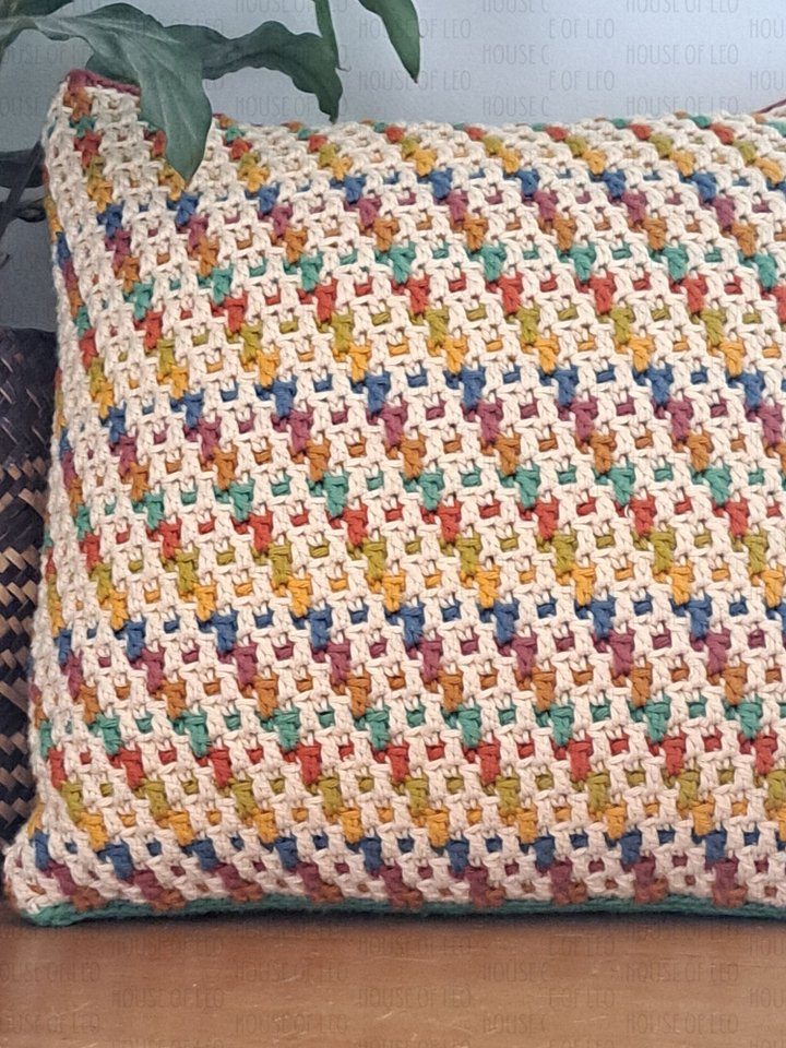 Rainbow Stripe Throw Pillow, Mosaic Crochet Pattern product image (1)