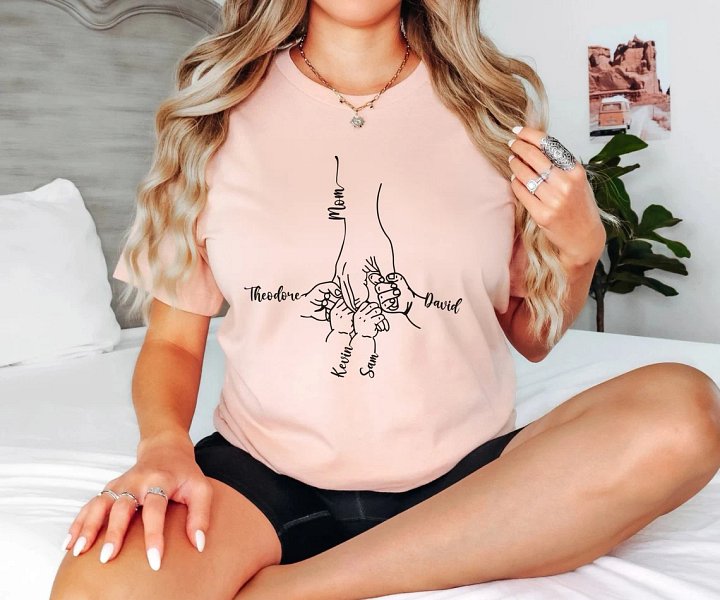 Custom Mama and Baby Hands Shirt - Floral Mother's Day Garden Tee product image (2)