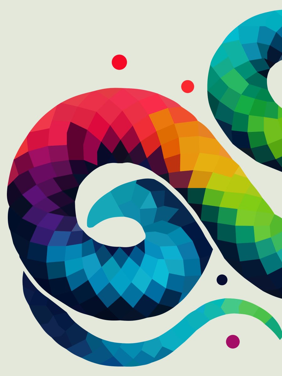 Free Geometric Rainbow Snake PNG Art - Transparent Background, Low Poly Reptile Illustration product image (2)