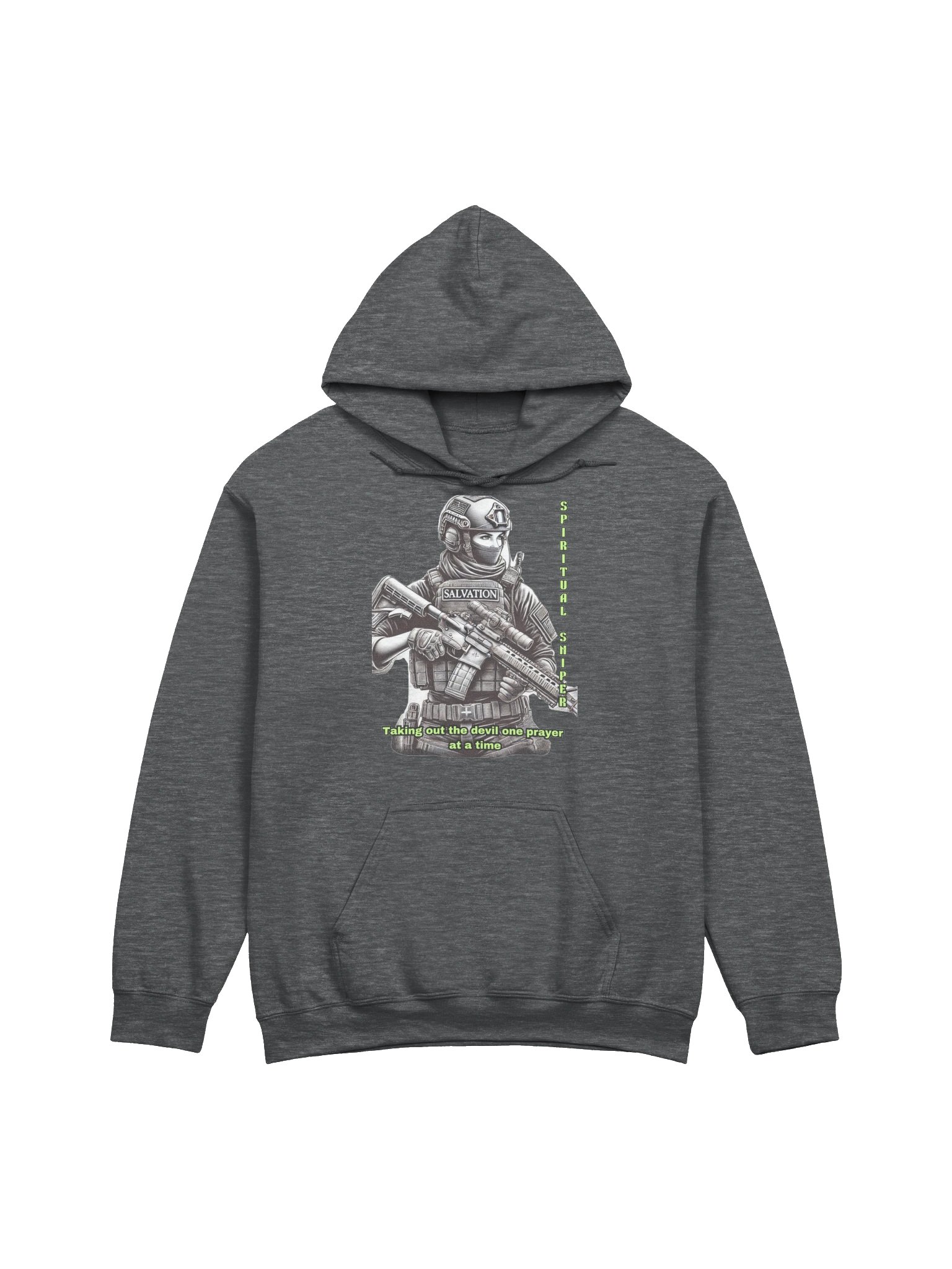 Spiritual Sniper Christian Pullover Hoodie Taking Out the Devil One Prayer at a Time Faith Based Kingdom Warrior Apparel product image (1)