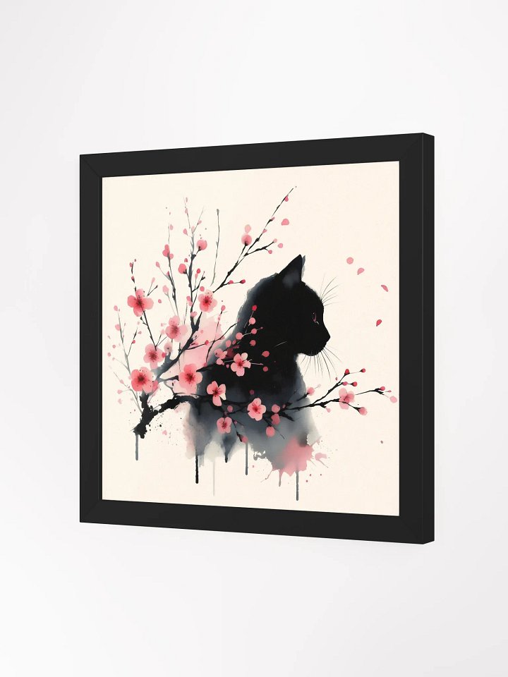 Elegant Black Cat & Cherry Blossoms - Wall Art product image (3)