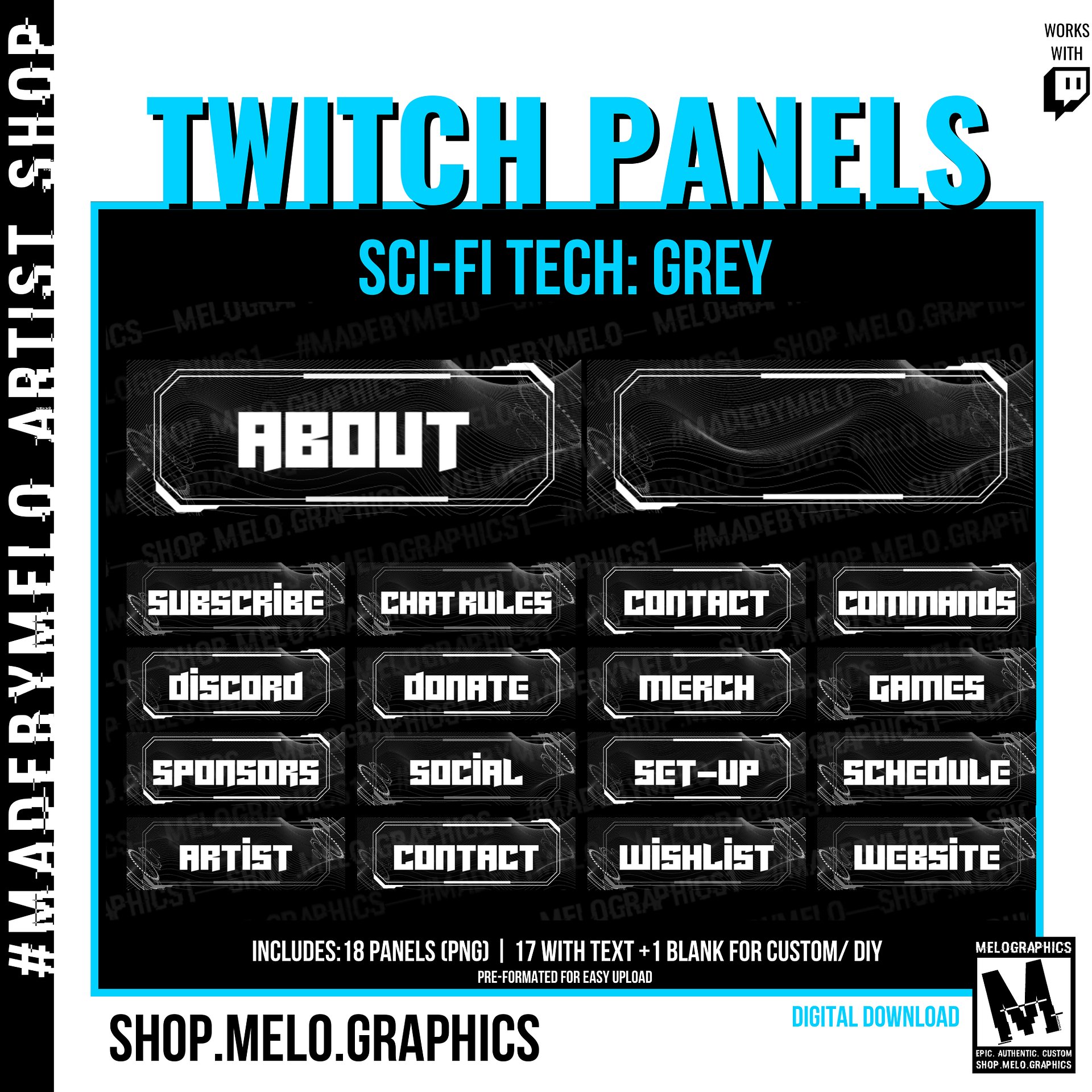 Sci-Fi Tech Grey - Twitch Panels (18) | #MadeByMELO product image (1)