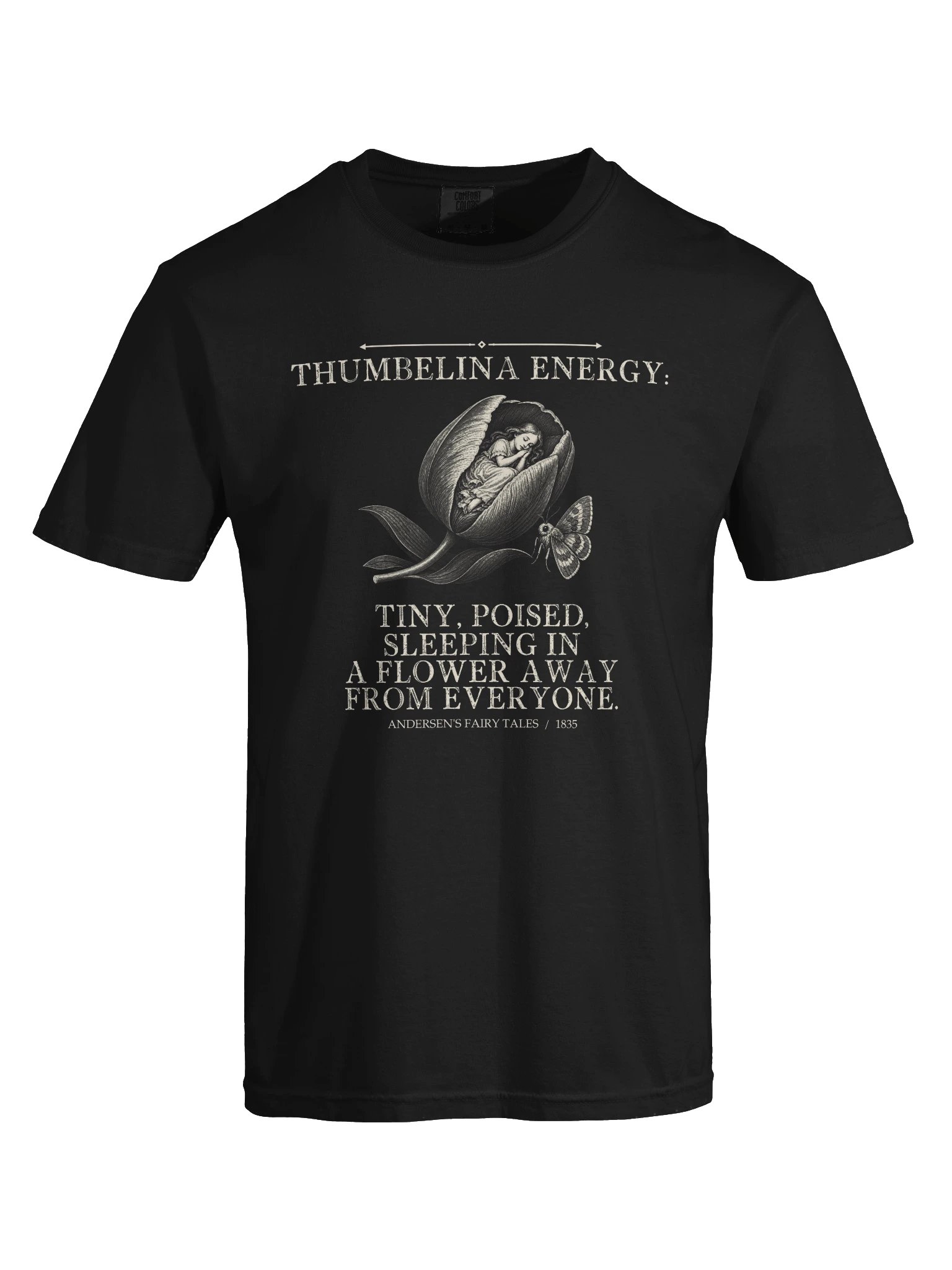 Thumbelina Energy Tiny Poised Sleeping Flower Away -- Andersens Fairy Tales Tee (Dark) product image (25)