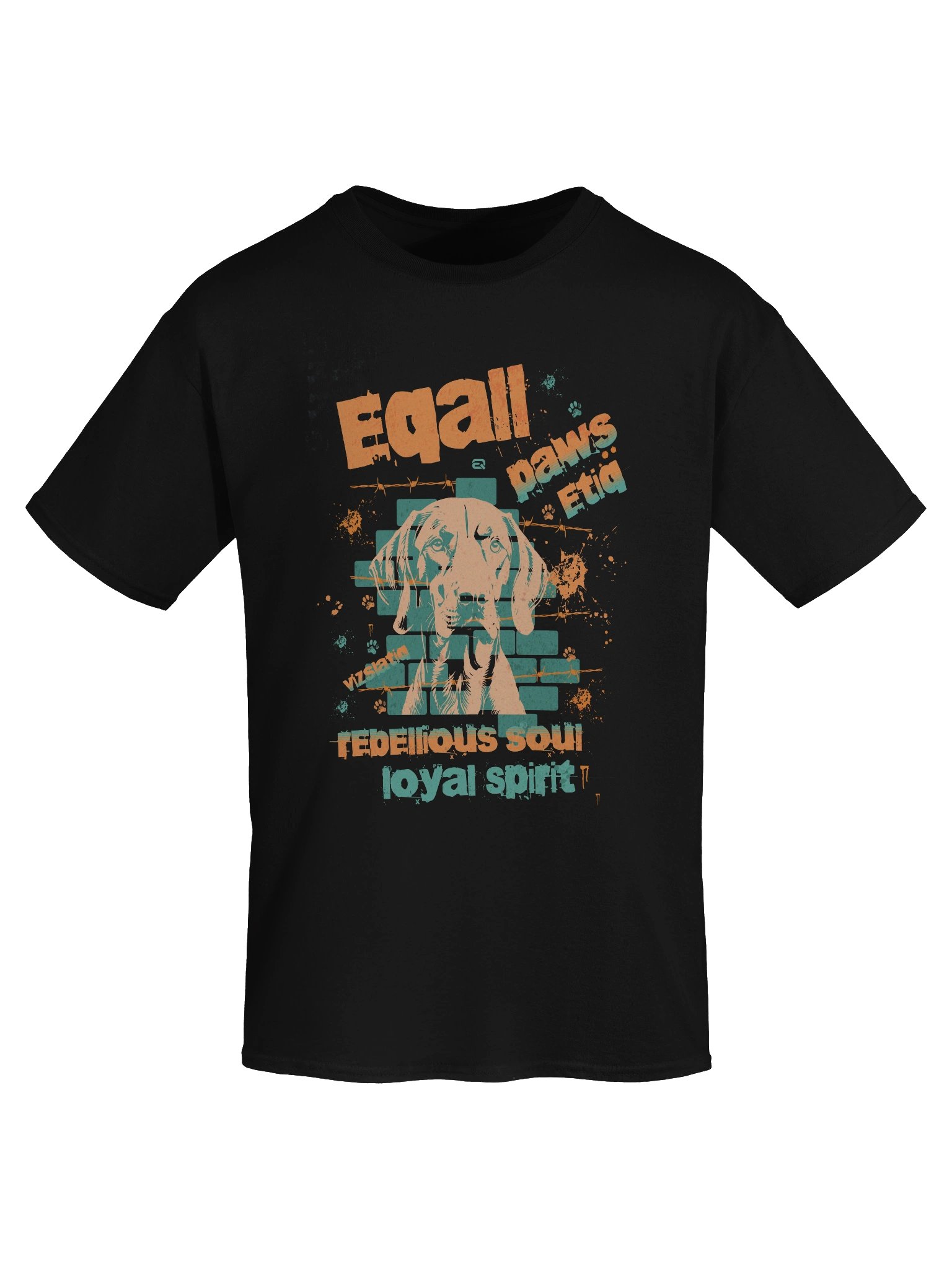 PAWSETIQ 100% Cotton Unisex Gildan T-shirt by EQALL® Originals: VIZSLATIQ_Orange_Turquoise product image (8)