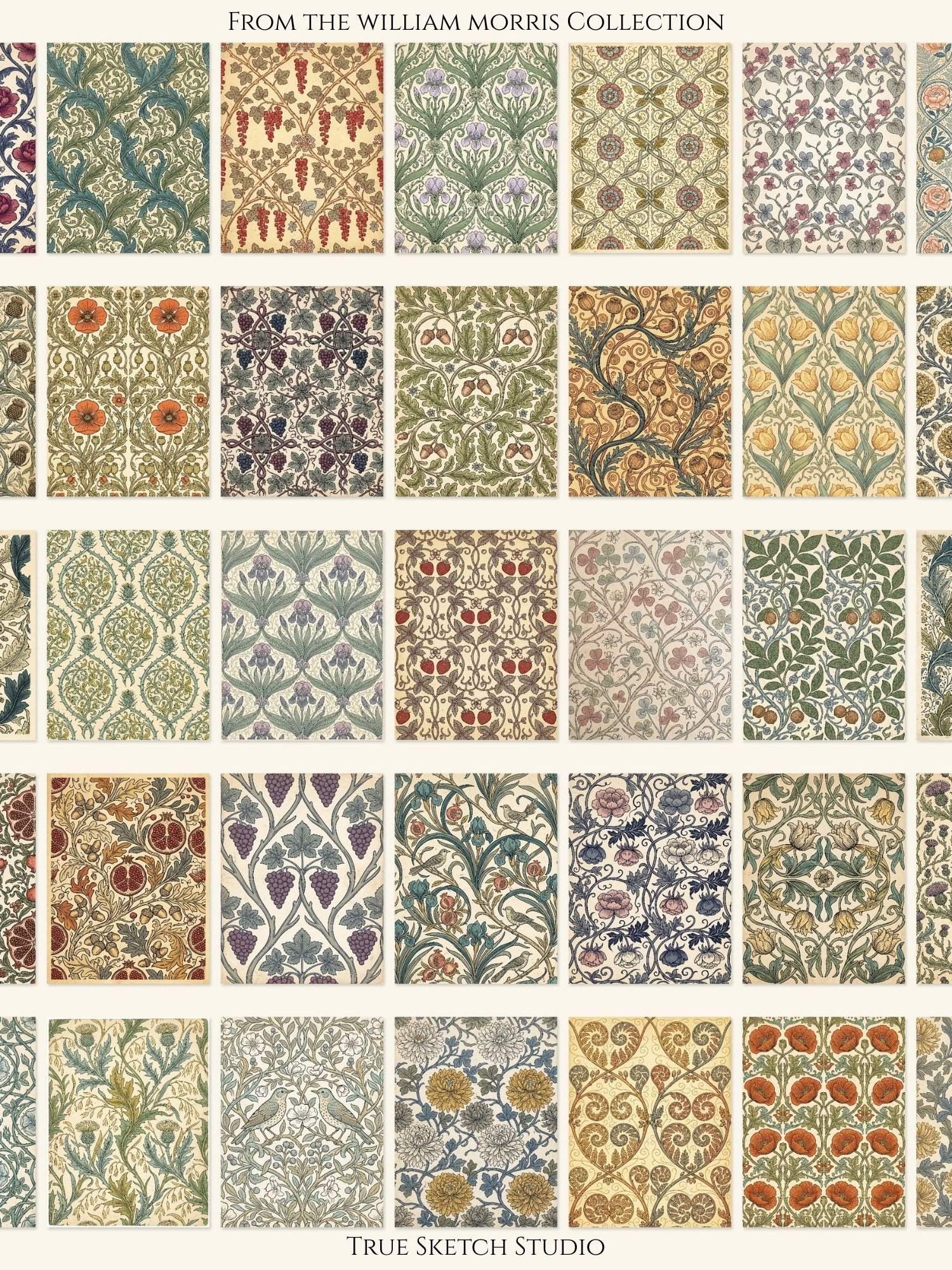 1500 William Morris Junk Journal Pages, Vintage Floral Digital Paper Bundle, Printable Scrapbook Ephemera, Art Nouveau Collage Kit, Download product image (4)