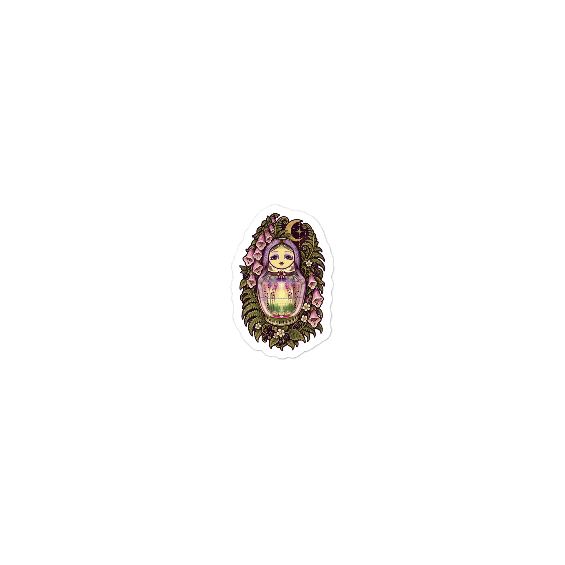 Nesting Doll Die-Cut Sticker with Flowers and Leaves product image (1)