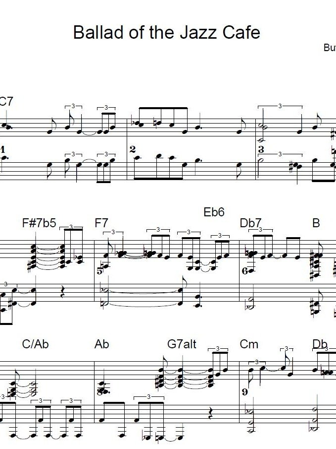 Ballad of the Jazz Cafe - Blues piano - Piano sheet music product image (1)