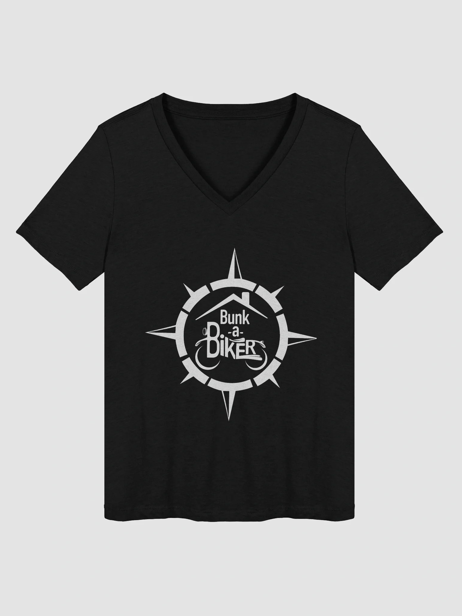 BaB Compass Women's V Neck Tee - White Logo