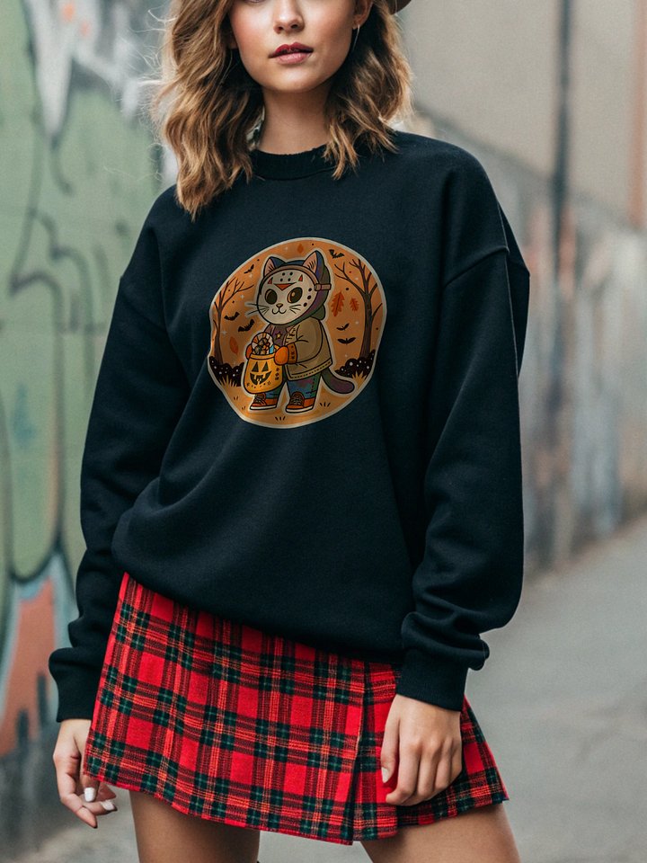 Trick-or-Treat Cat Halloween Sweatshirt product image (1)