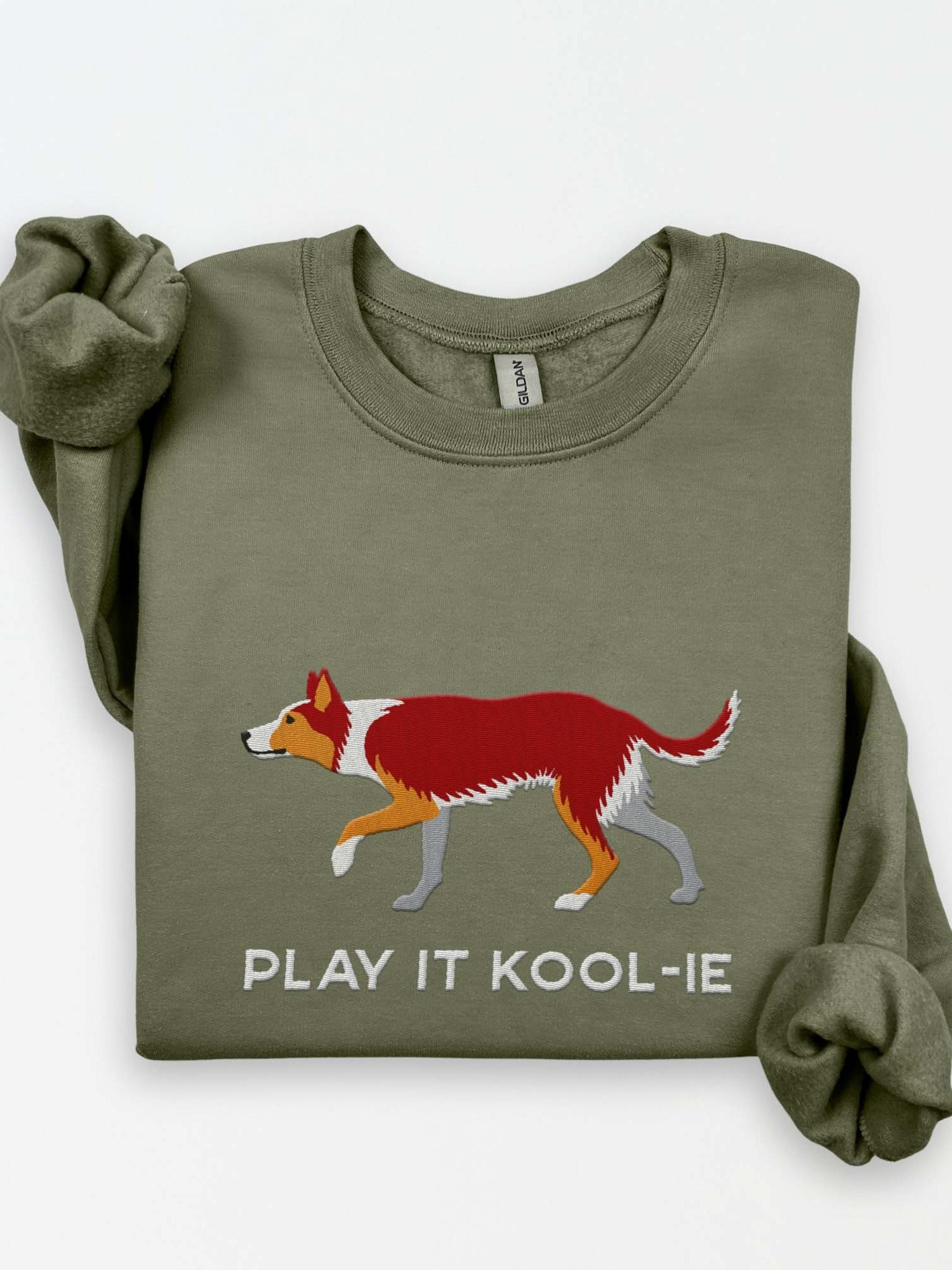 Play It Kool-ie Sweatshirt (Embroidered) of an Australian Koolie(Red Tricolor) product image (1)