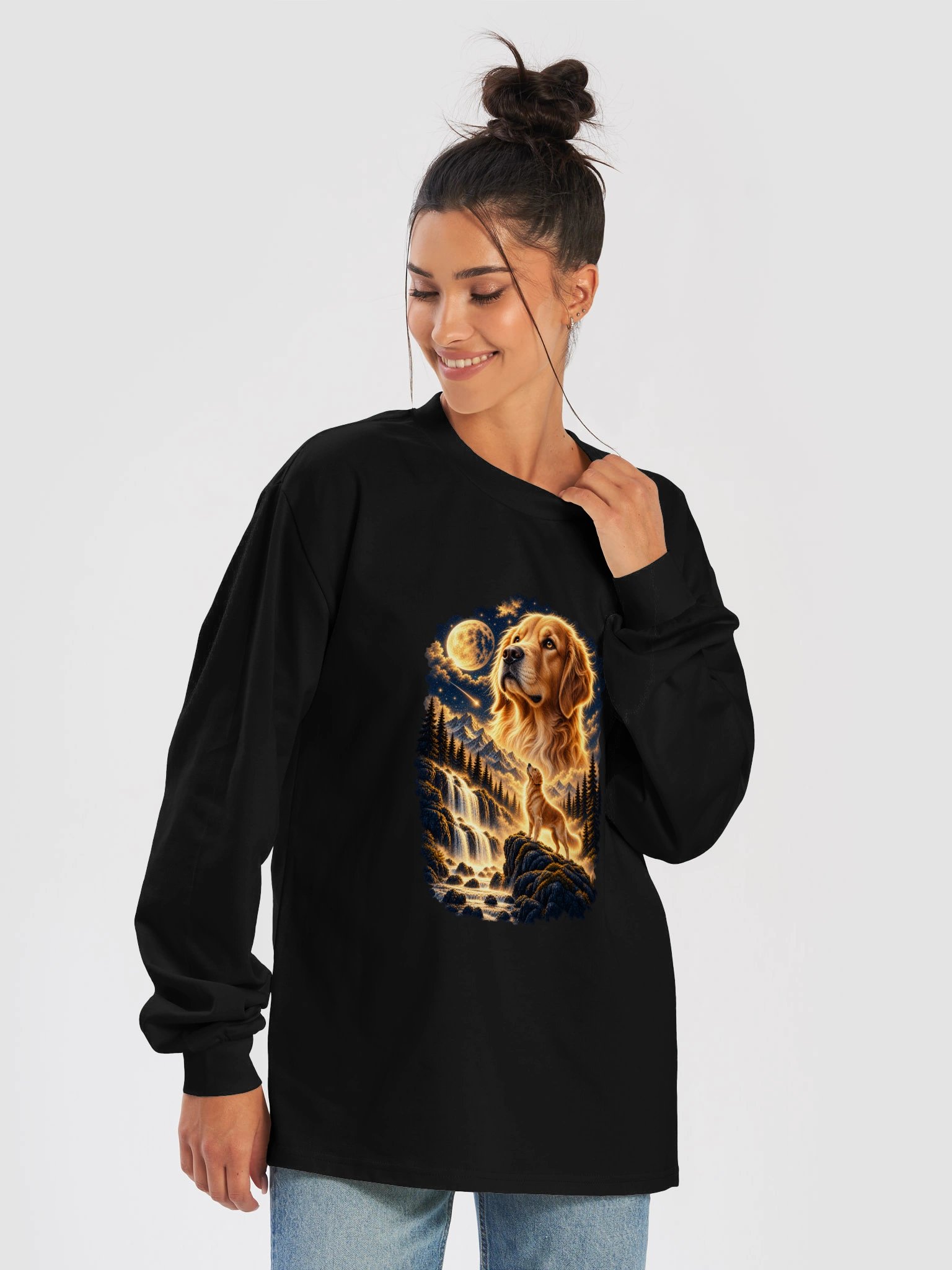 Golden Retriever Graphic Sweatshirt | Moonlit Dog Lover Crewneck product image (6)