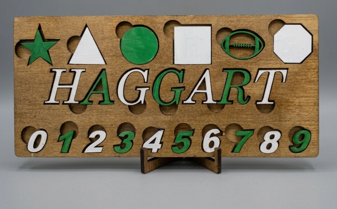 Fully Custom Wooden Gag Puzzle (Custom Names, Shapes & Numbers) product image (1)