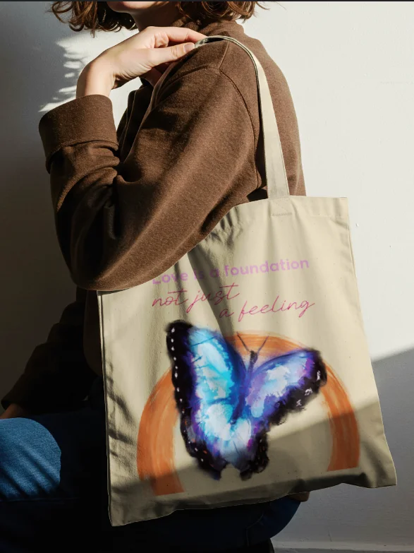 Watercolor Butterfly Love Tote [Orange] product image (1)