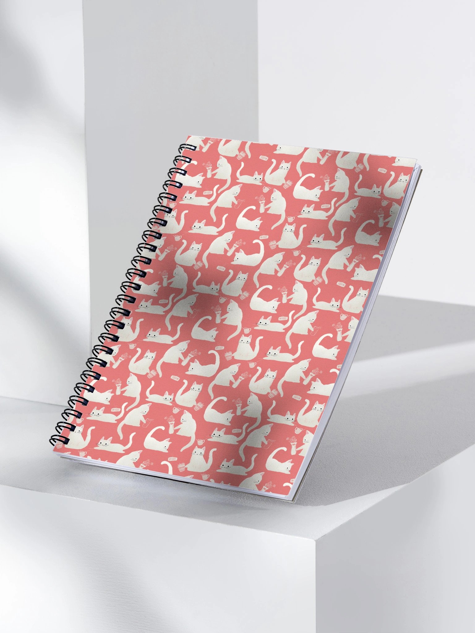 Bad Cats Knocking Stuff Over Pattern Notebook, Pink product image (3)