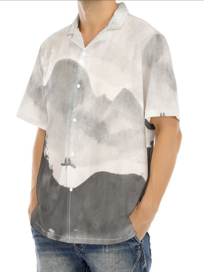 Ink Wash Mountain Cuban Shirt product image (3)