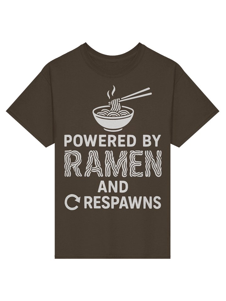 “Powered by Ramen & Respawns” Gamer Tee product image (1)