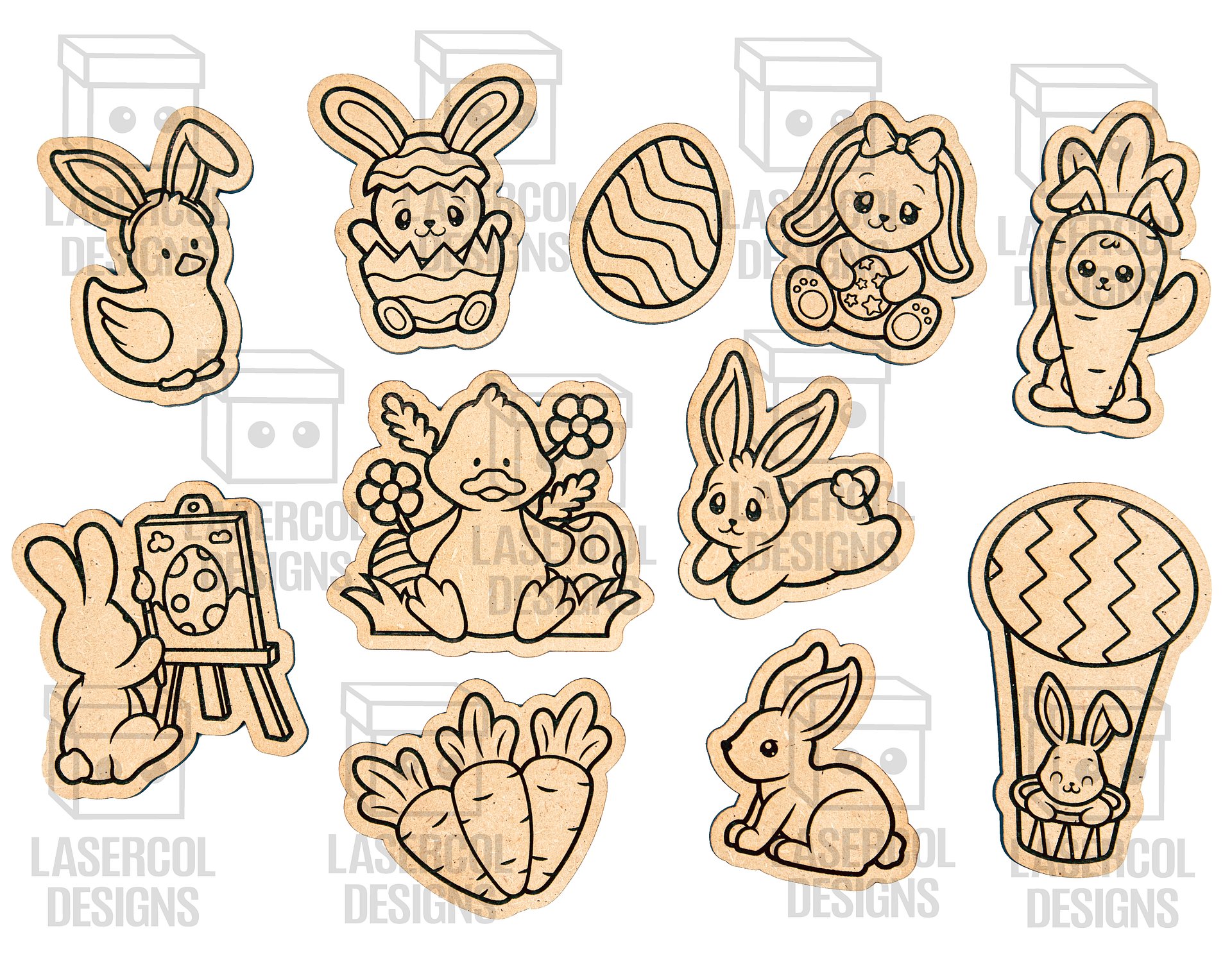 Easter Bunny Paint Kit DIY Cut Outs Set 2 - Laser Cut Files product image (7)