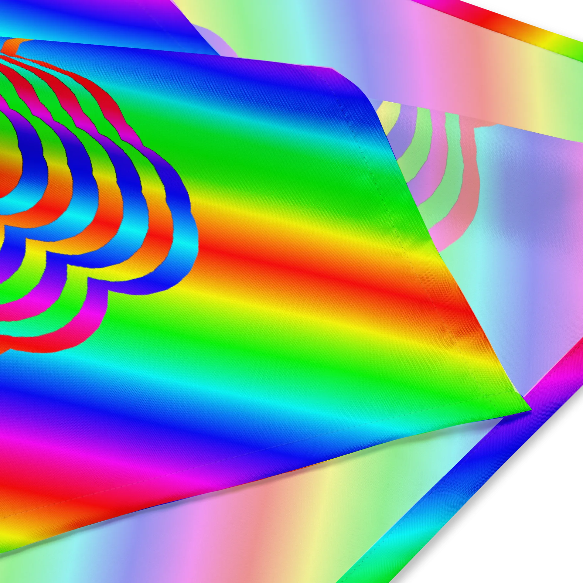 Rainbow Cannabis Queer Pride Bandana, Twisted Summertime LGBTQIA+ Accessory, Neon Trippy 420 Rave Fashion, Strange Stoner Weed Leaf Art product image (2)