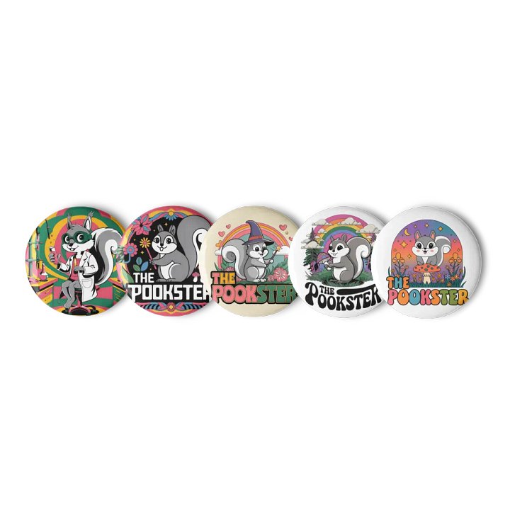 Original Pooky Artwork Buttons: Set of Five -M product image (1)