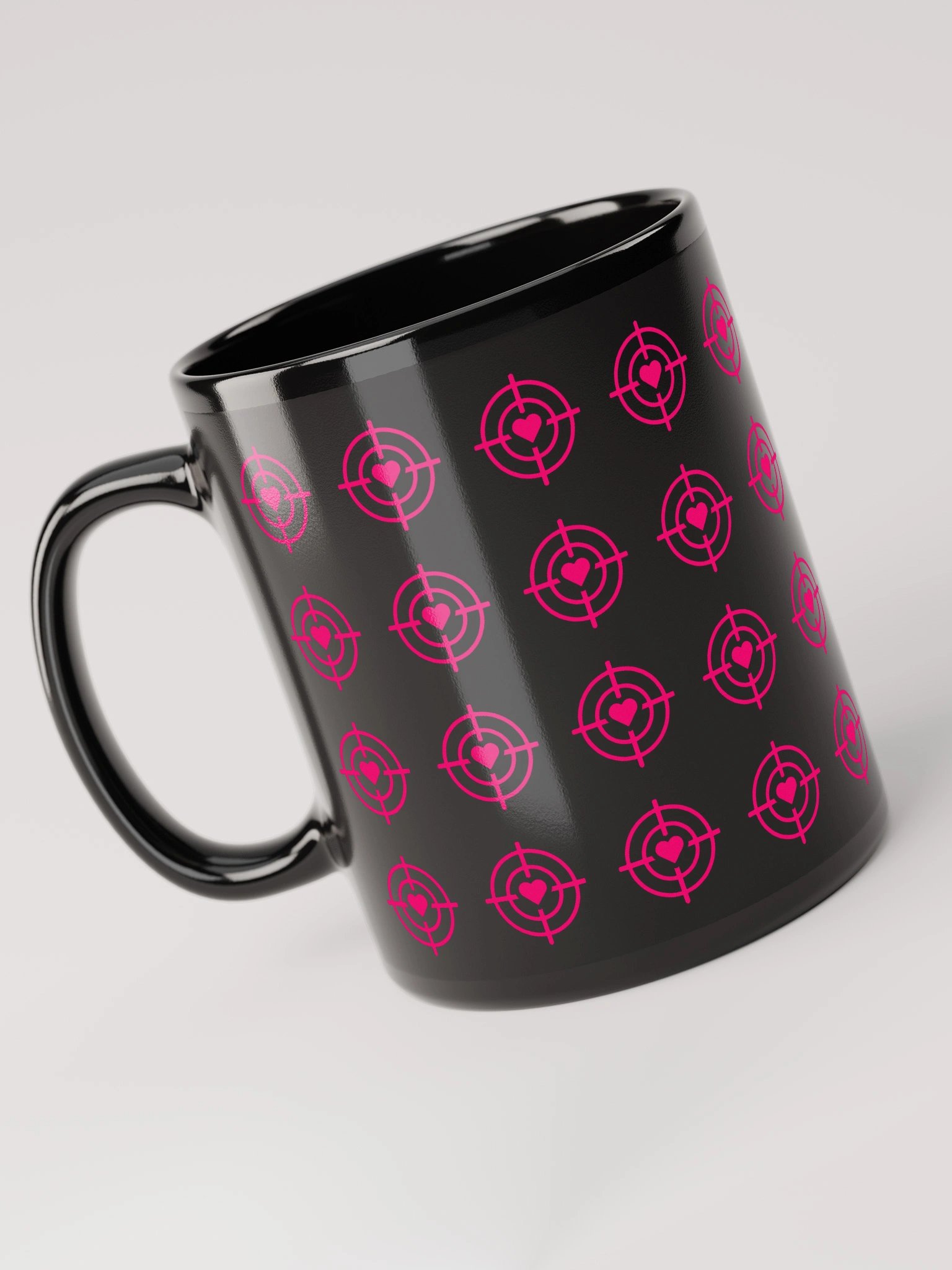 Pink Heart Crosshair Black Mug product image (3)