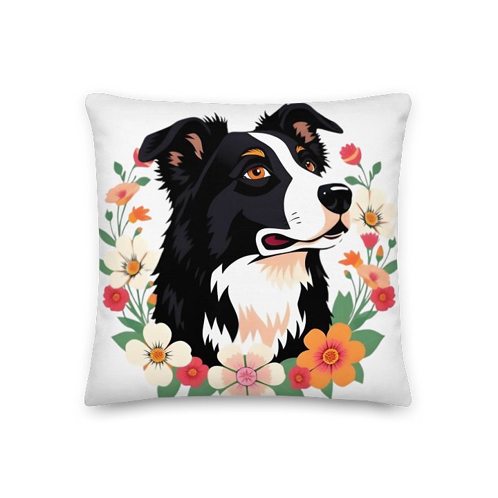 Floral Border Collie Cushion product image (1)