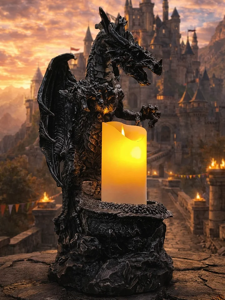 The Armored Kingdom Dragonfire Wrath Candle Holder with USB Candle-Tabletop Decor-USB Powered product image (1)