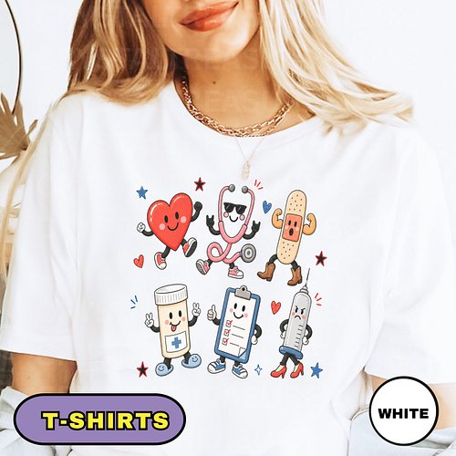 Celebrate the heart of healthcare with this adorable Cute Nurse Life design featuring playful cartoon medical characters incl...
