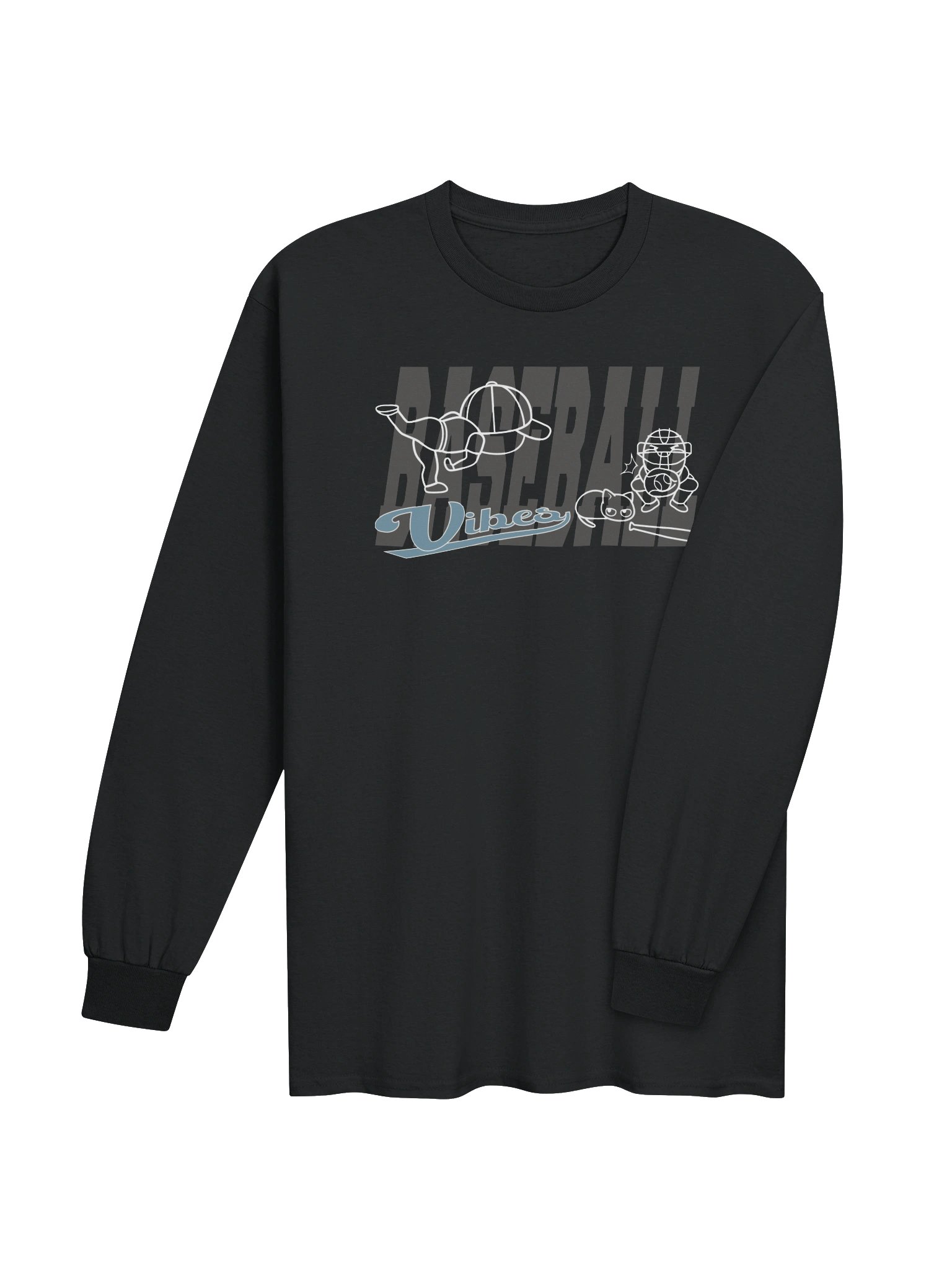Baseball Cat (Baseball Vibes) - Unisex Adult Long Sleeve T-shirt product image (3)