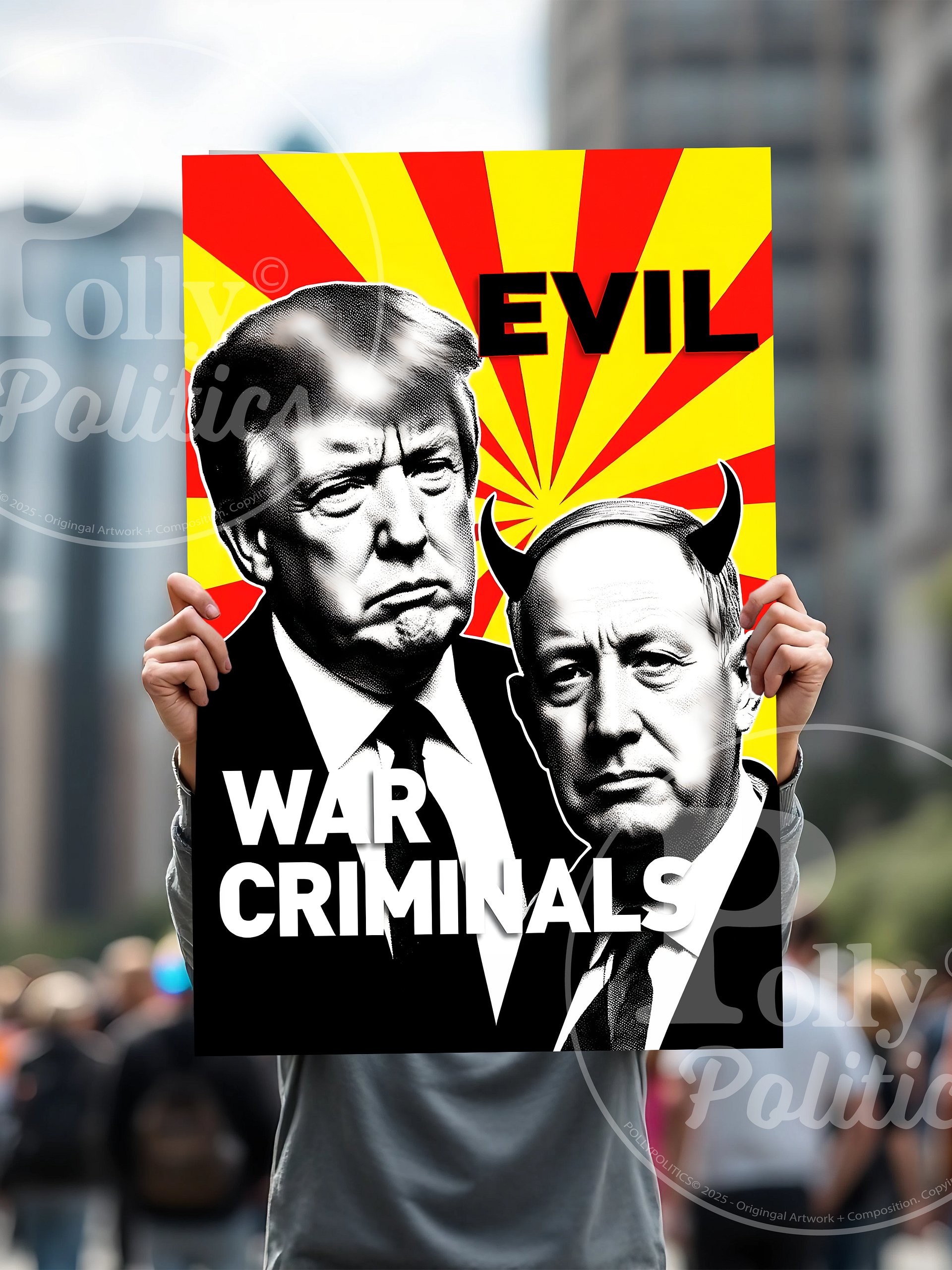 Nethanyahu Trump War Protest Sign product image (5)
