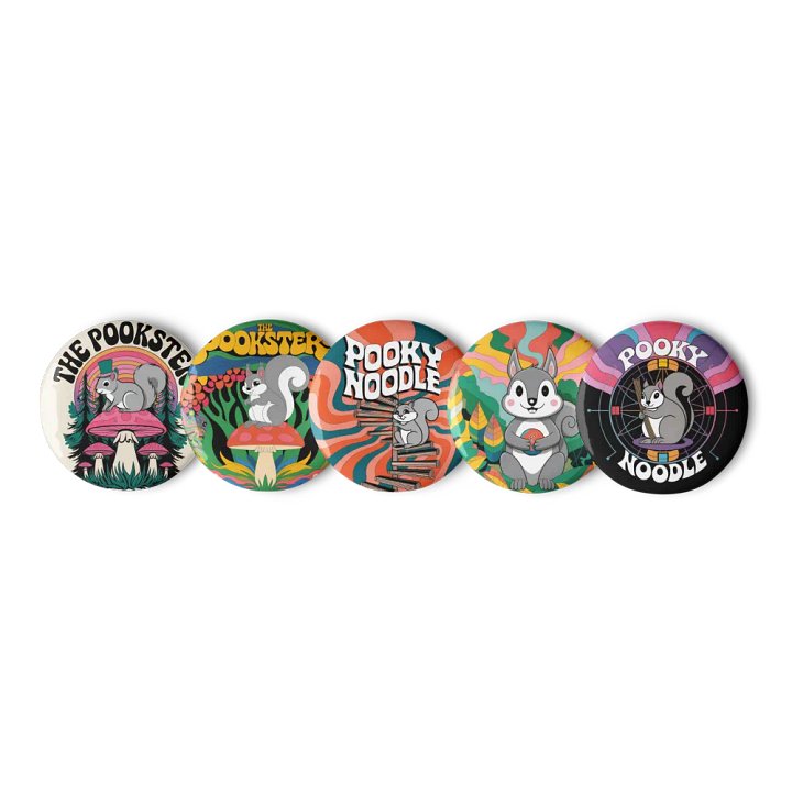 Original Pooky Artwork Buttons: Set of Five -G product image (1)