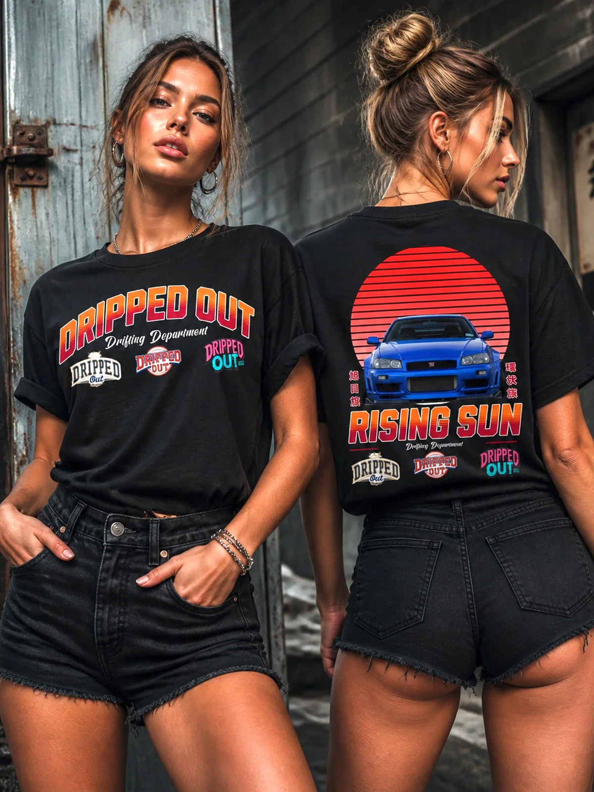 Dripped Out Skyline R34 GTR Logo Banner Tee product image (1)
