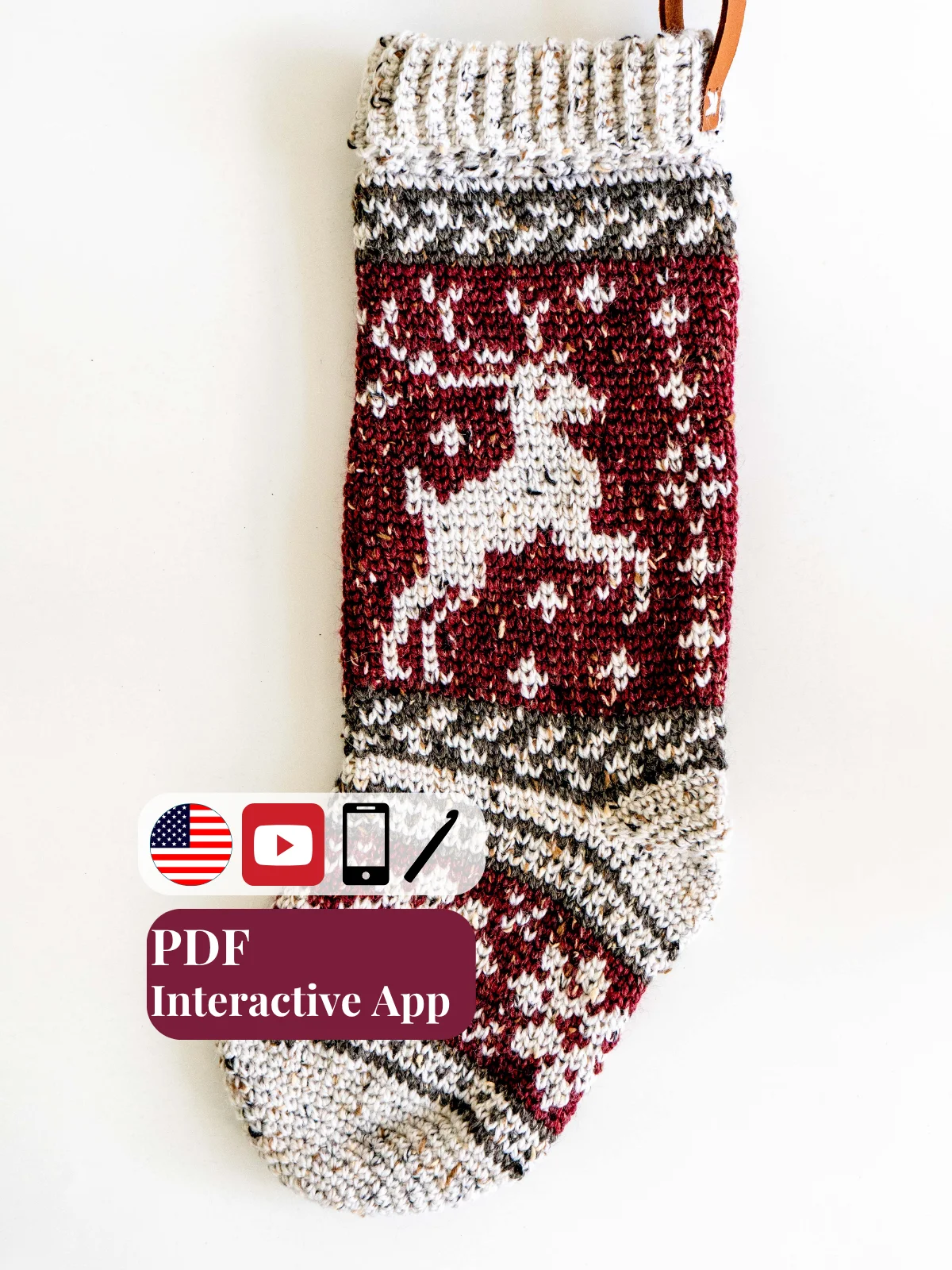 Prancing Deer Crochet Stocking Pattern product image (1)