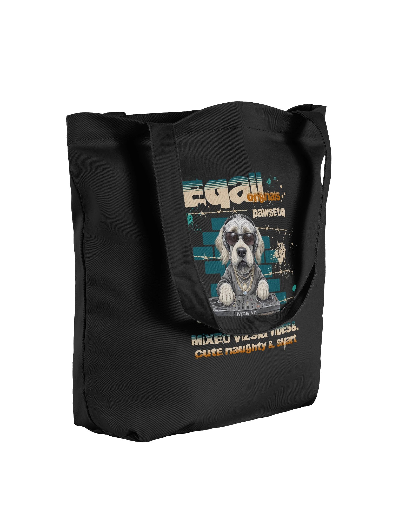 Urban DJ VIZSLATIQ - ECO Vibes Organic PAWSETIQ Tote-bag by EQALL® Originals_Beige_Mustard_Green product image (1)