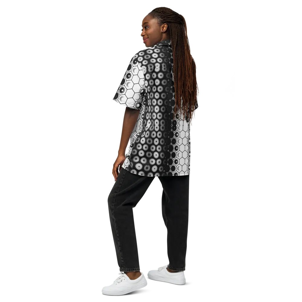 Button Up, Hawaiian Style, Black and White, Shirt product image (5)