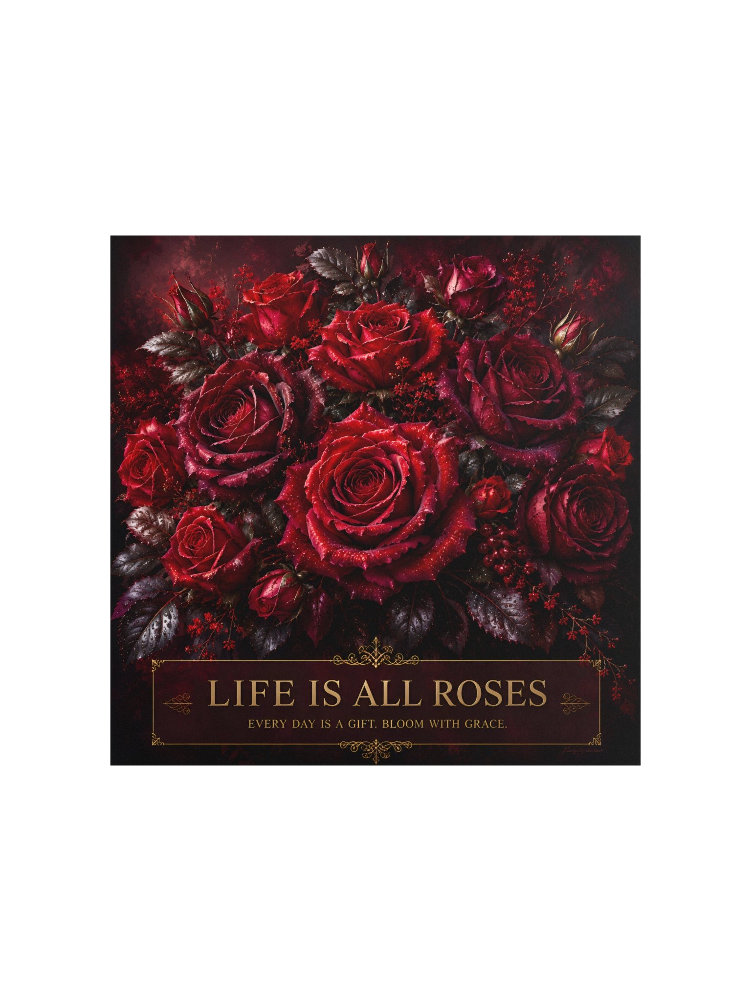 Red Roses Wall Art, Life Is All Roses, Crimson Floral Poster, Gothic Romantic Room Decor product image (2)
