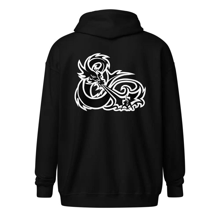 ELFSAR ZIP HOODIE Black & White Dragon on back product image (1)