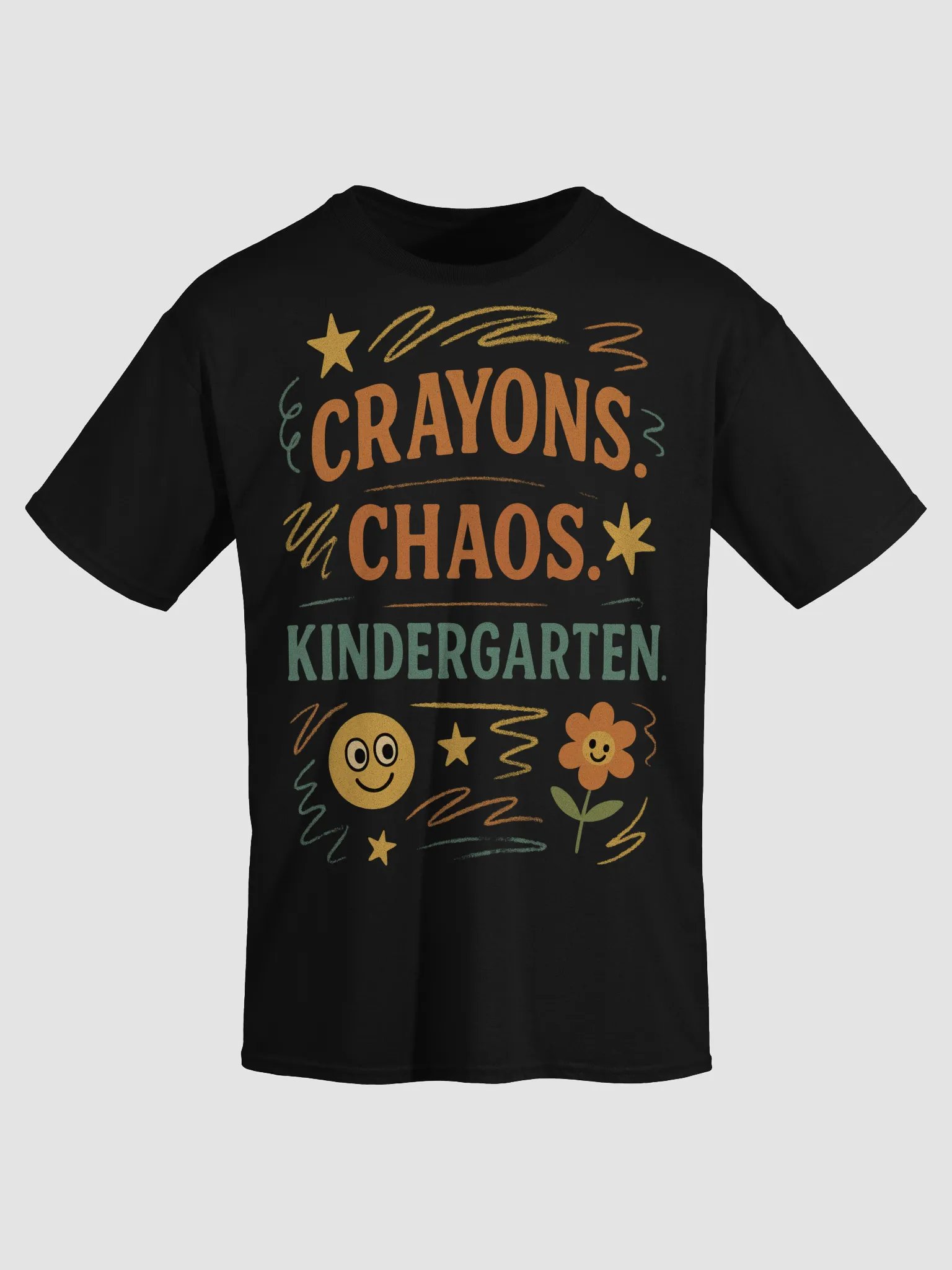 Crayons. Chaos. Kindergarten. T-Shirt – Funny Colorful Retro Teacher Shirt product image (25)