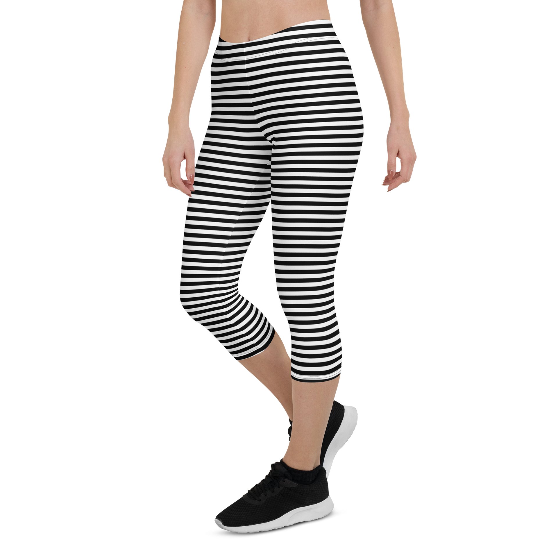 White and Blaque Stripped Capri product image (6)