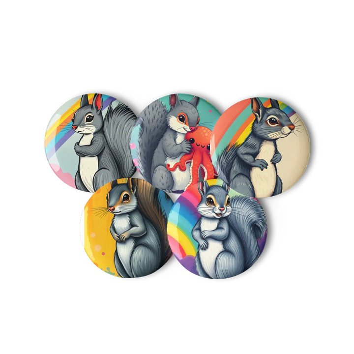 Rainbow Squirrel Pin Button Set product image (3)
