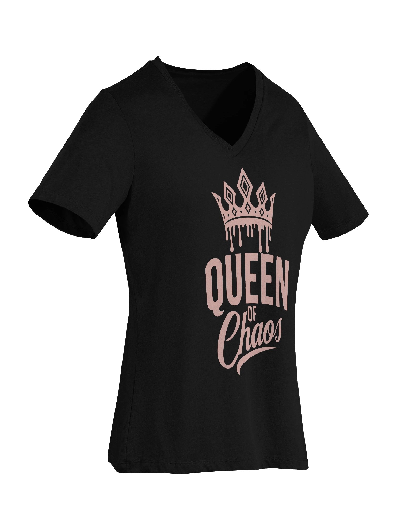 Queen of Chaos V-neck Tee (Pink Text) product image (26)