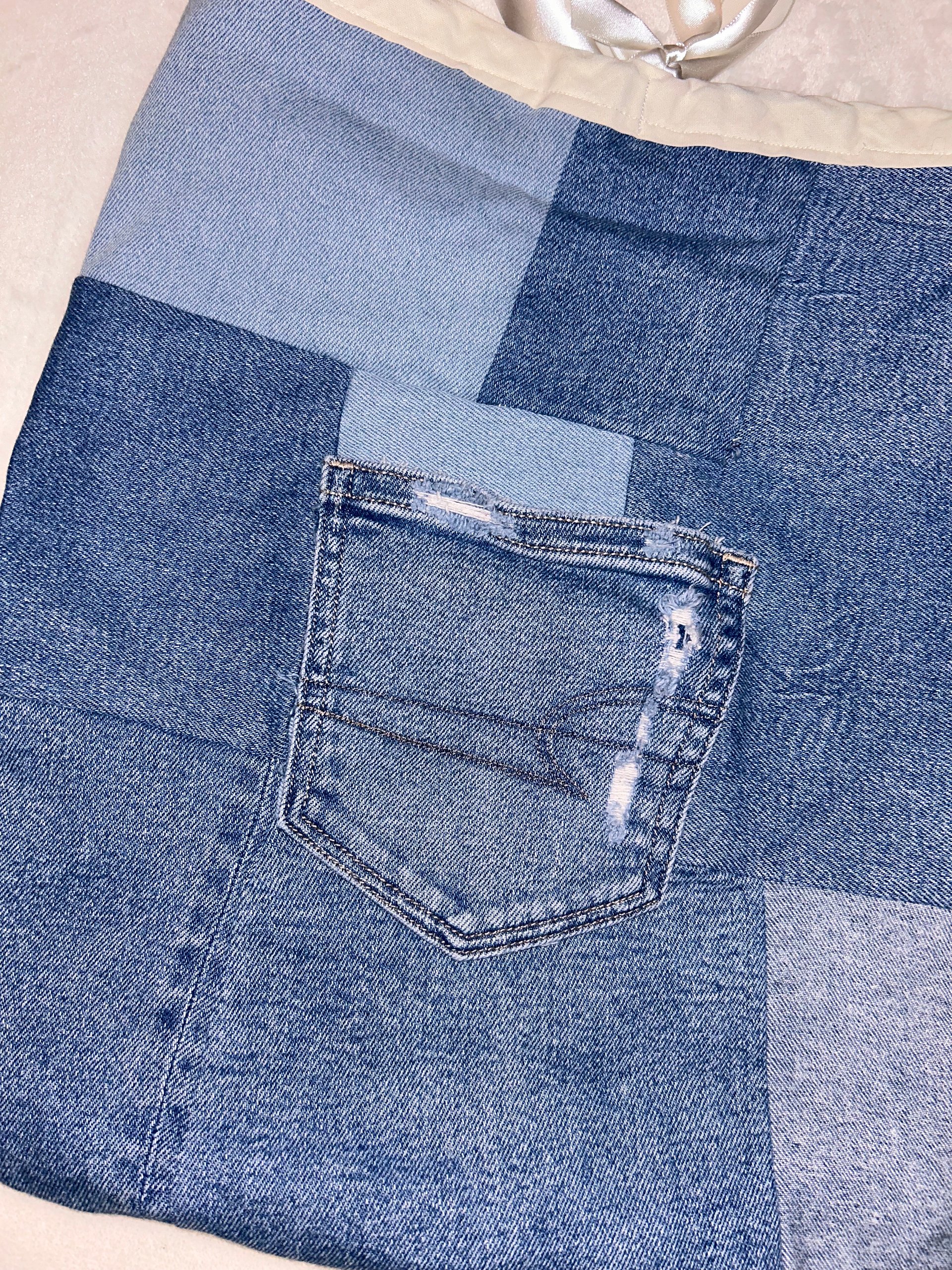 Denim patchwork tie tote product image (4)