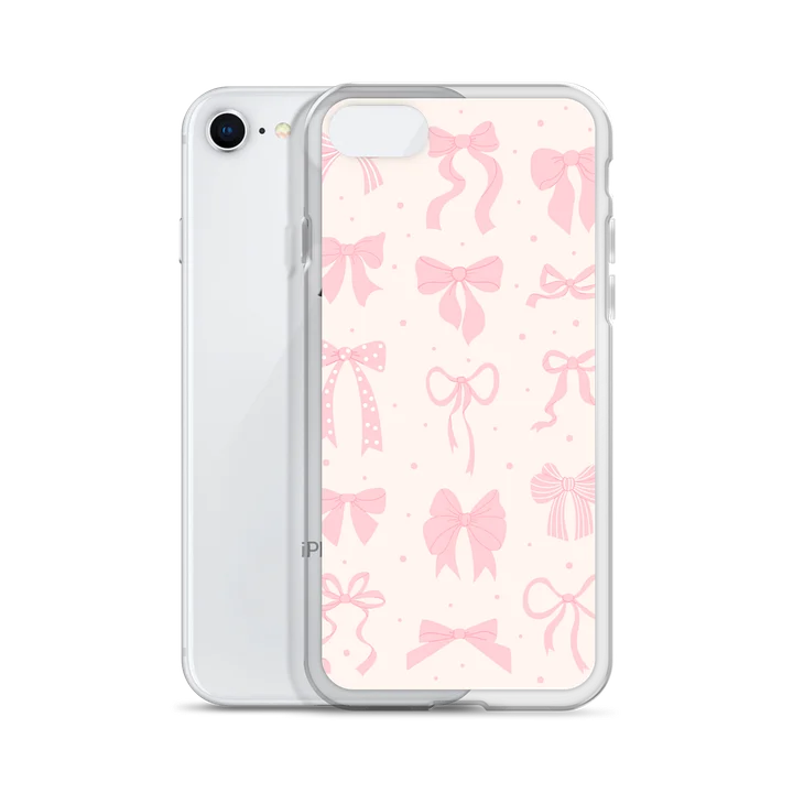 Pink Bow Pattern Clear iPhone Case product image (55)
