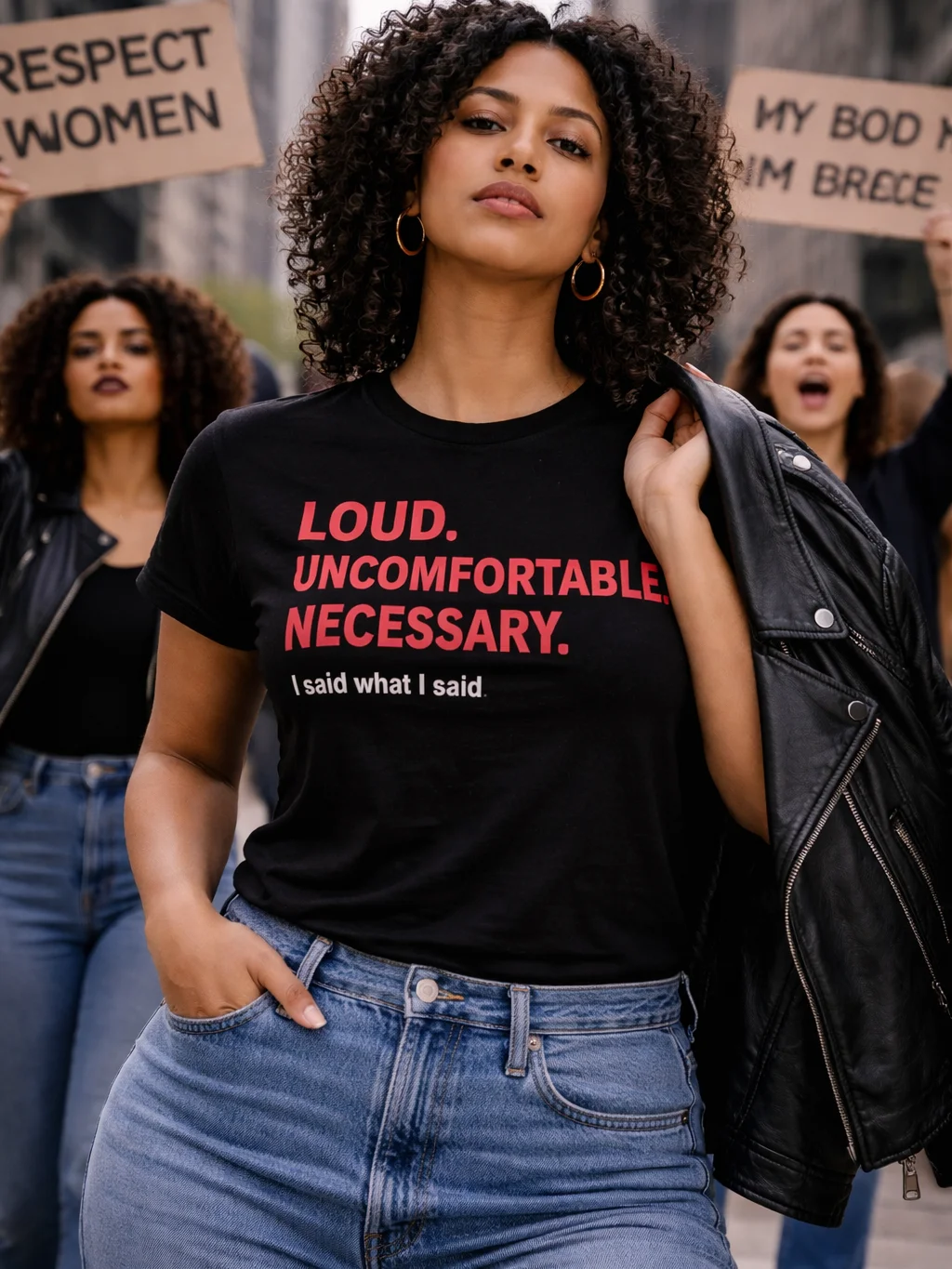 LOUD. UNCOMFORTABLE. NECESSARY. Tee product image (1)