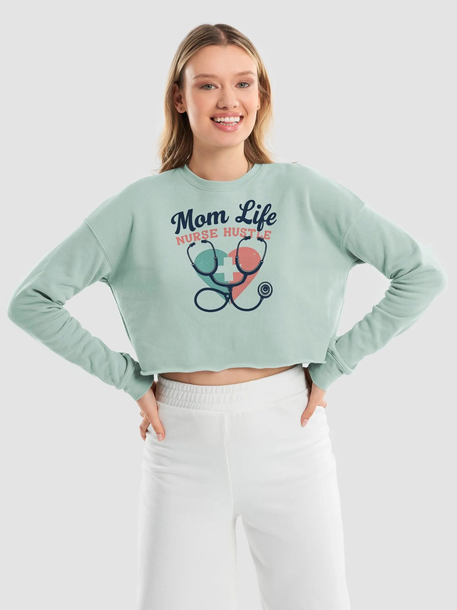 Heartfelt Mom Life Nurse Hustle crop Sweatshirt product image (18)