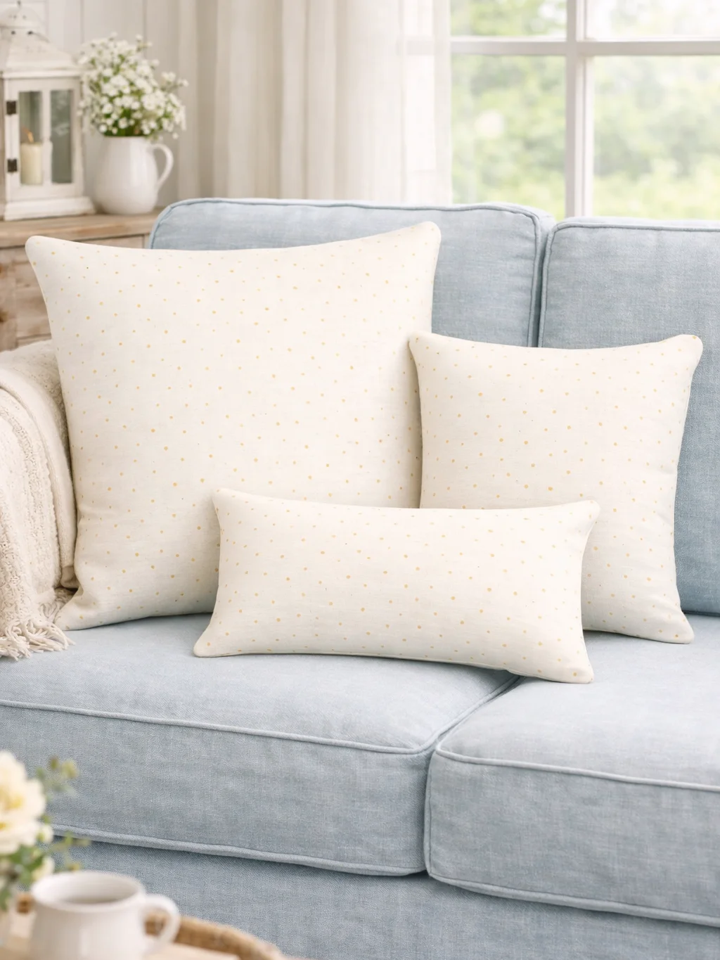 TINY YELLOW PASTEL DOTS THROW PILLOW IN THREE SIZES product image (1)