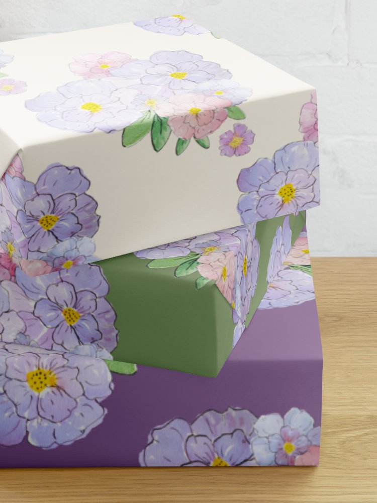 Gingham Blossoms Wrapping Paper Set of 3 Sheets product image (2)