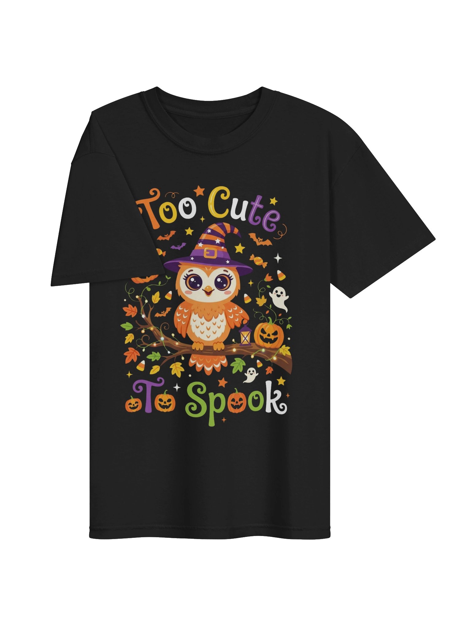 Too Cute To Spook Owl Halloween Shirt - Cute Witch Owl T-Shirt for Kids & Adults product image (15)