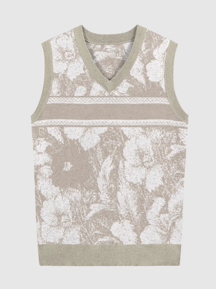 Floral Bliss III Knitted V-Neck Vest product image (1)
