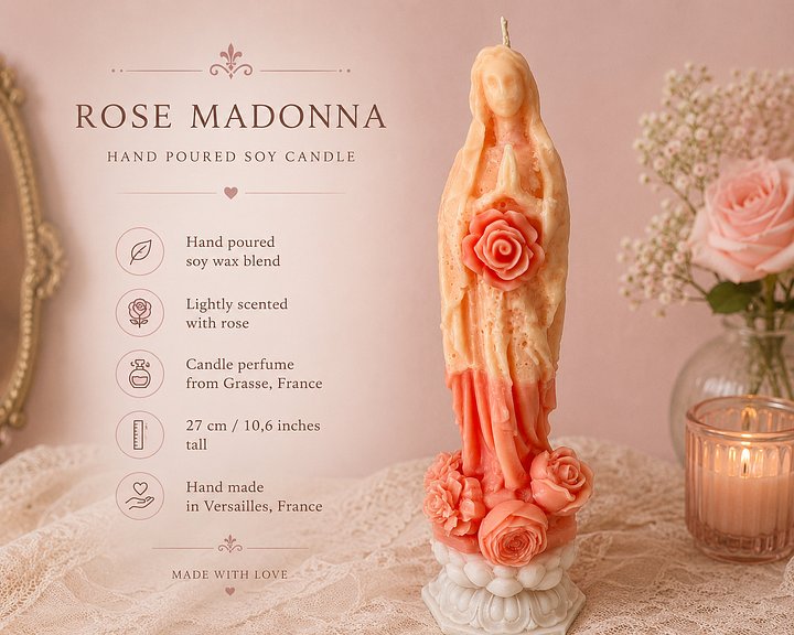 Pink Lady Mary Statue Candle product image (2)