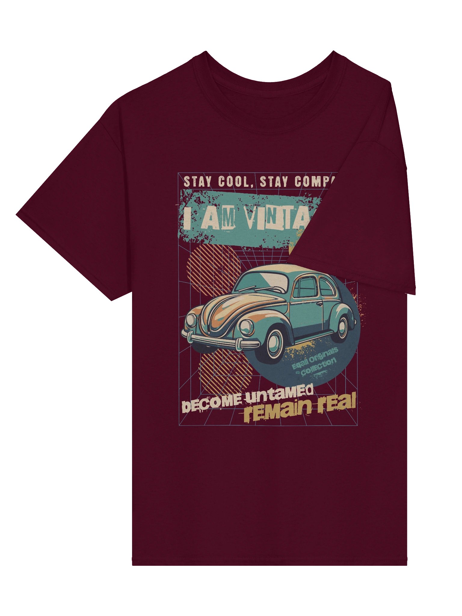 Vintage Car(e) Vibes Heavyweight 100% Cotton T-shirt by EQALL® Originals_Green_Beige_Yellow product image (4)